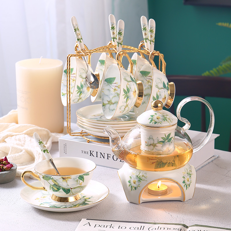 Camellia Bone China Tea Set Br - Korean Tea Set review and price